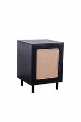 Oslo Bedside Black with Oak Door