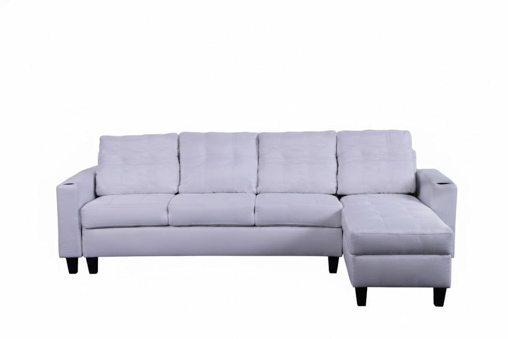 'Ostro' Reversible Corner Sofa with Cup Holder (White)