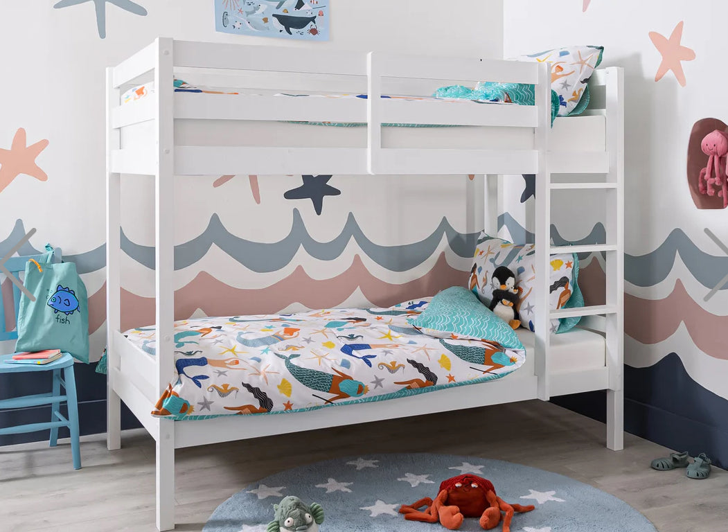 Torino White Solid Wood Bunk Bed Single suee furniture