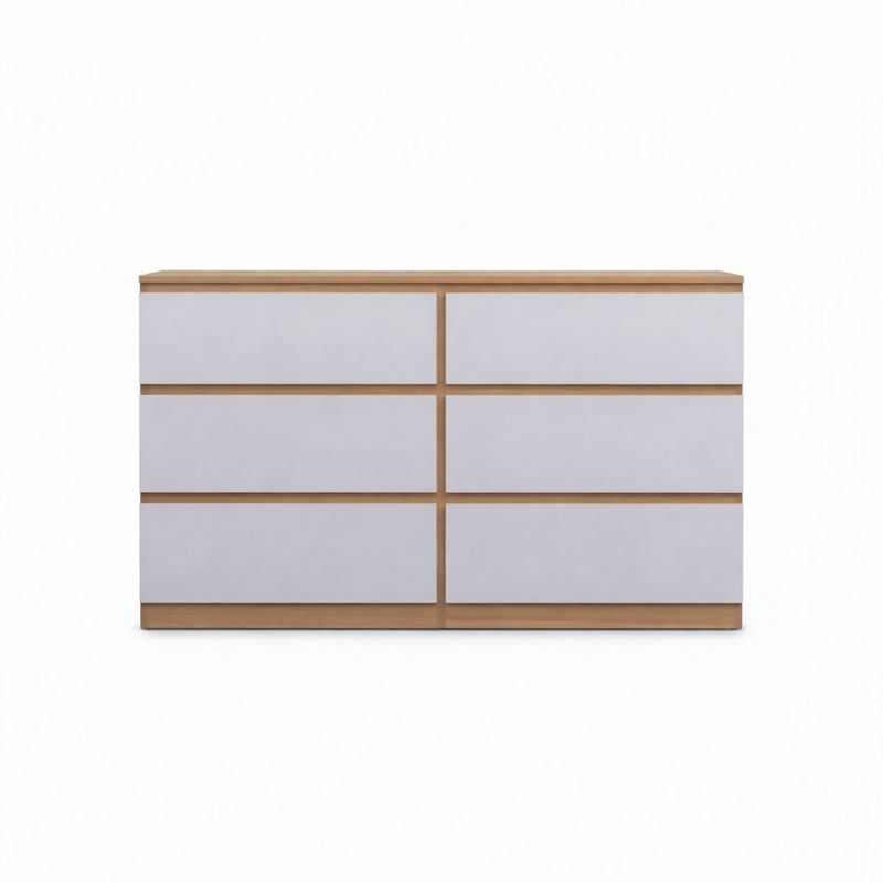 'Monaco' Chest of 6 Drawers White + Oak