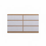 'Monaco' Chest of 6 Drawers White + Oak