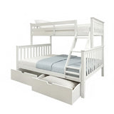Torino White Single on Double Kids Bunk Bed Frame With Storage Drawers
