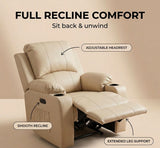 Cyril Recliner 1 seater PVC Beige