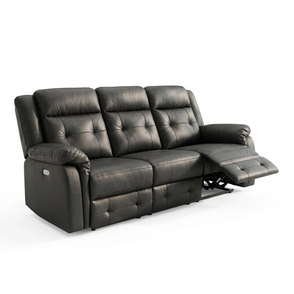 Volt Electric 3 Seater Recliner PVC Black