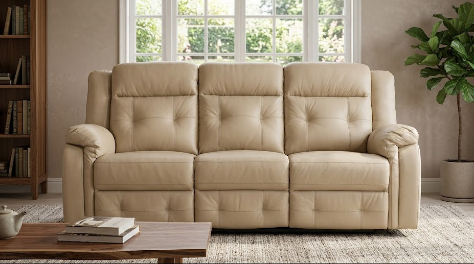 Volt Electric 3 Seater Recliner PVC Beige