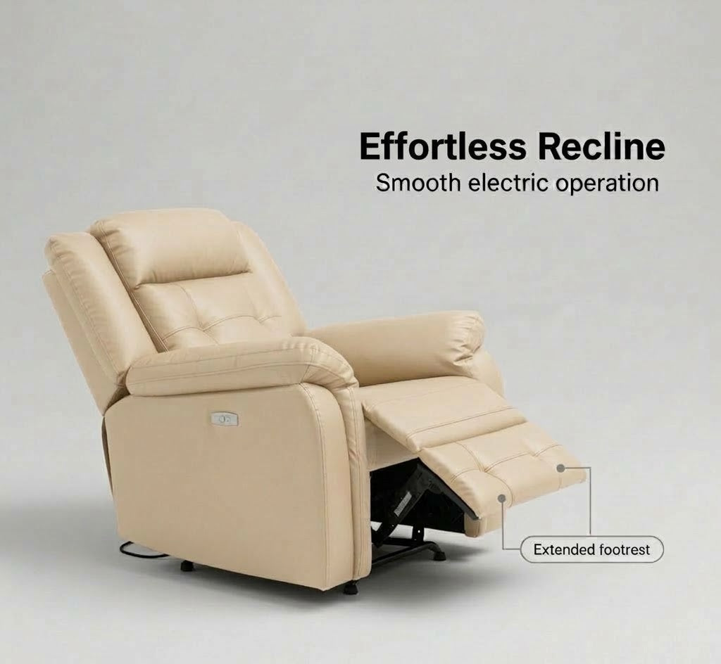 Volt Electric 1 Seater Recliner PVC Beige