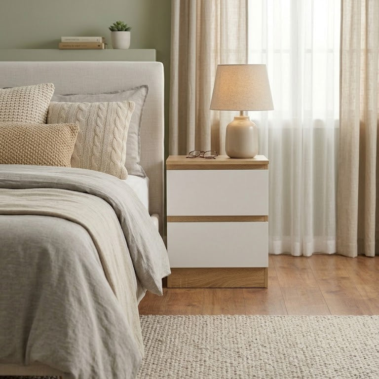 Rielly Bedside Table White/Oak