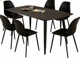 Wakefield Black Sintered Stone Top Dining Table with Metal Legs + Alpine Dining Chair [Black with Black Legs]*6 Set