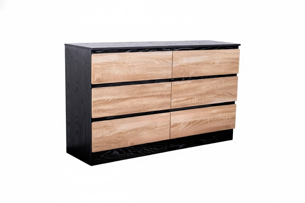 Woodsy Chest of 6 Drawers Black + Oak
