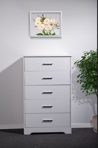 'Althea' White Five Drawers