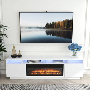 'Toro' white RGB LED Lighting TV Unit With Electric Fireplace