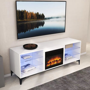 'Dante' RGB LED Lighting TV Unit With Electric Fireplace