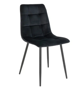 Middelfart Dining Chairs In Black Velvet With Black Steel Legs