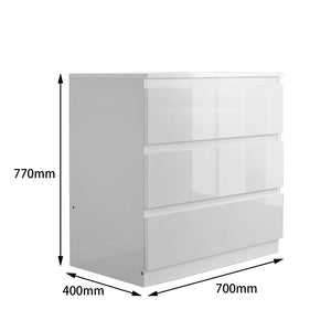 'Monaco' White chest of 3 drawers