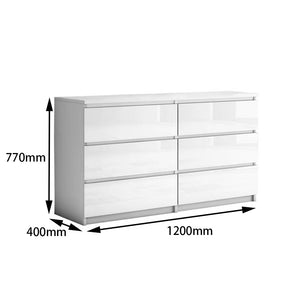 'Monaco' White Chest of 6 drawers With Mirror