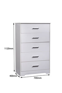 'Althea' White Five Drawers