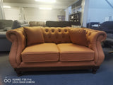 Chesterfield Style Fabric Sofa Brown