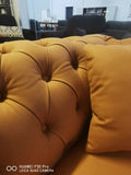 Chesterfield Style Fabric Sofa Brown