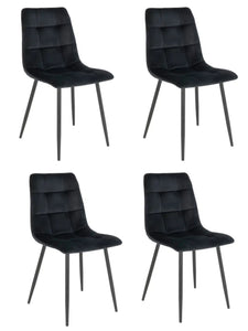 Middelfart Dining Chairs In Black Velvet With Black Steel Legs (4PICS)