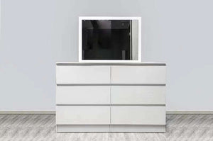 'Monaco' White Chest of 6 drawers With Mirror